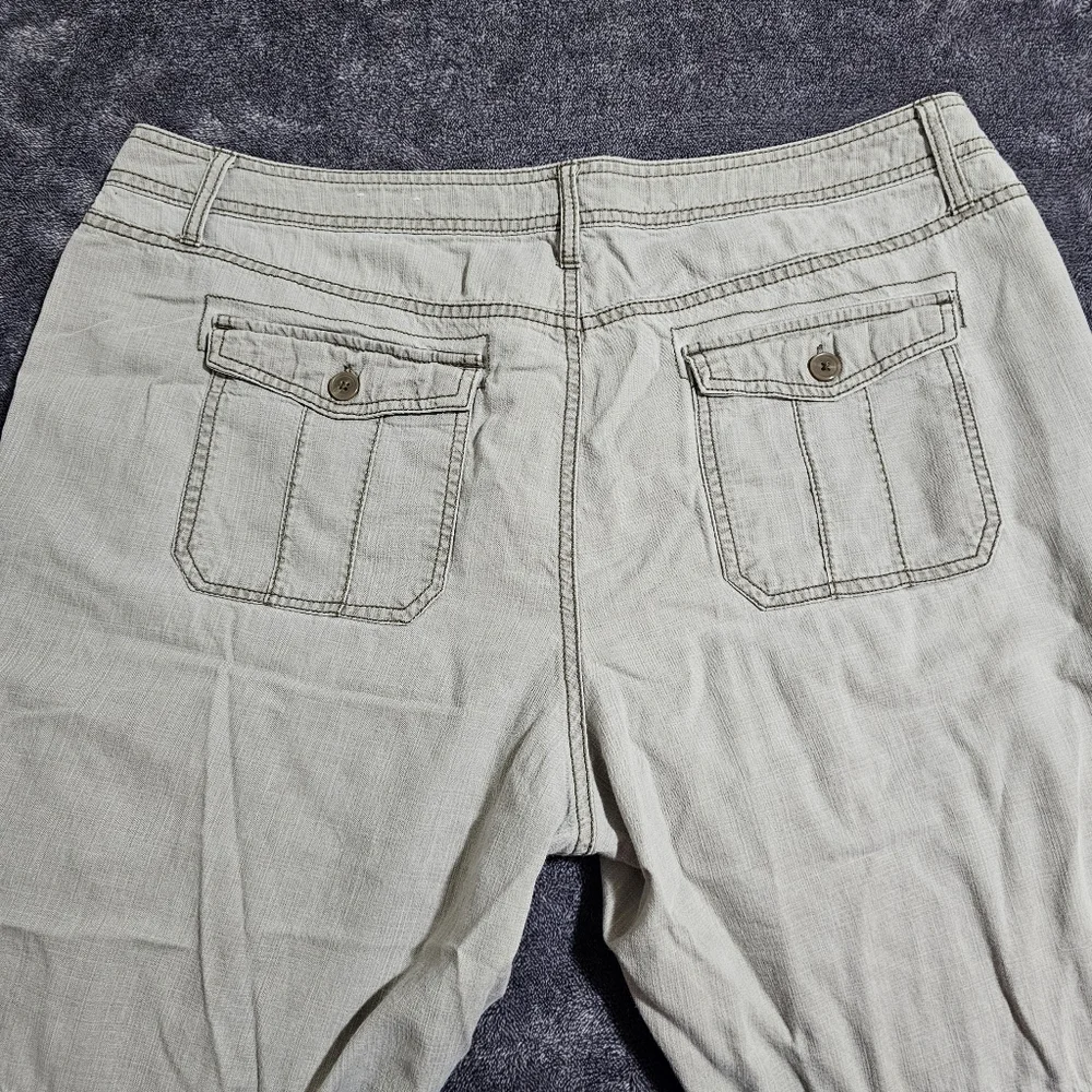 Sonoma Cargo Capri Cropped Pants Light Gray Cotton Lightweight Womens Size 16 - Picture 13 of 13